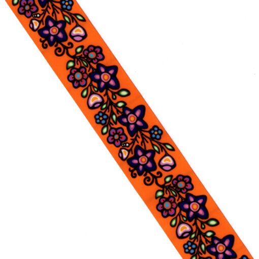 38mm - Single Face Ojibway Flowers 02 Satin Ribbon - By Yard
