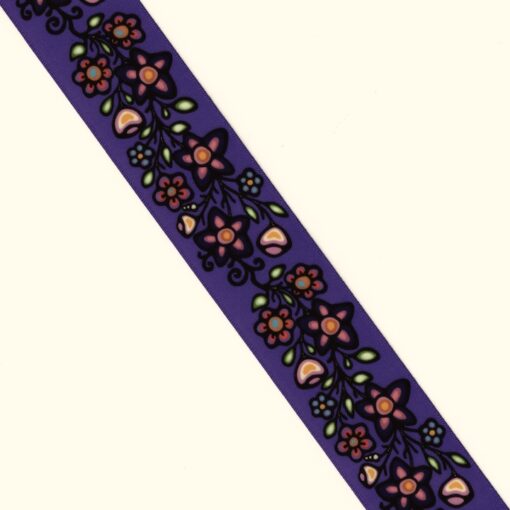 38mm - Single Face Ojibway Flowers 02 Satin Ribbon - By Yard
