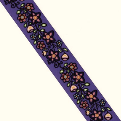 38mm - Single Face Ojibway Flowers 02 Satin Ribbon - By Yard