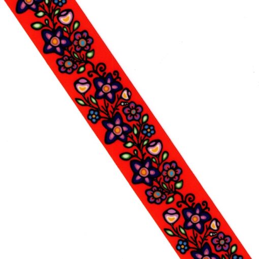 38mm - Single Face Ojibway Flowers 02 Satin Ribbon - By Yard