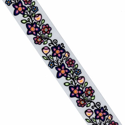 38mm - Single Face Ojibway Flowers 02 Satin Ribbon - By Yard