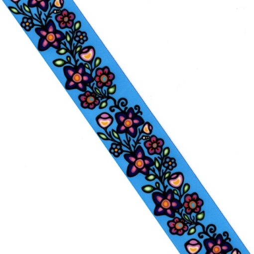 38mm - Single Face Ojibway Flowers 02 Satin Ribbon - By Yard