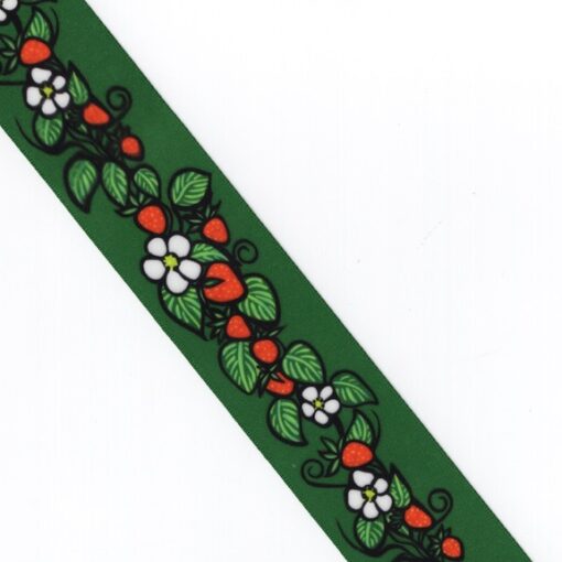 38mm - Single Face Strawberries Satin Ribbon - By Yard