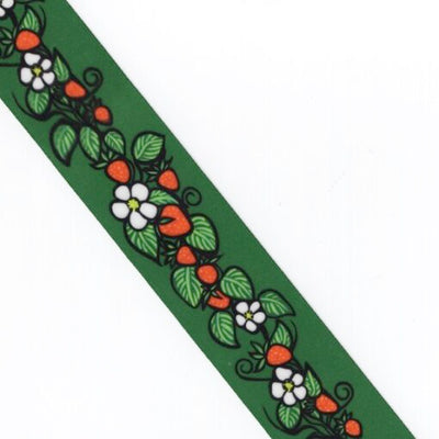 38mm - Single Face Strawberries Satin Ribbon - By Yard