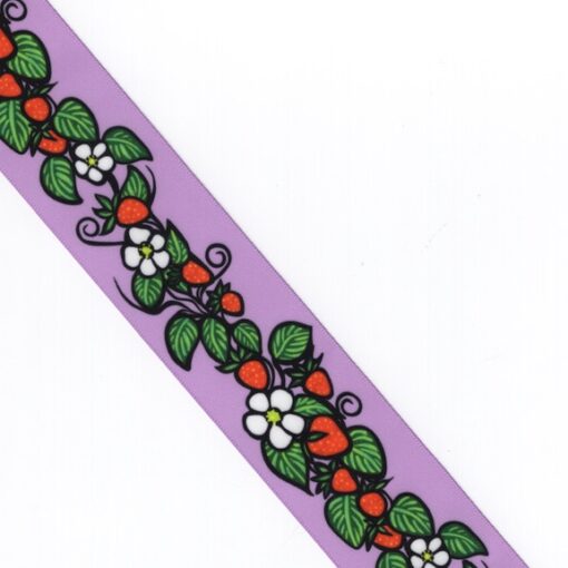 38mm - Single Face Strawberries Satin Ribbon - By Yard