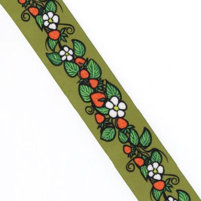 38mm - Single Face Strawberries Satin Ribbon - By Yard