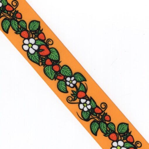 38mm - Single Face Strawberries Satin Ribbon - By Yard