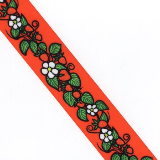 38mm - Single Face Strawberries Satin Ribbon - By Yard