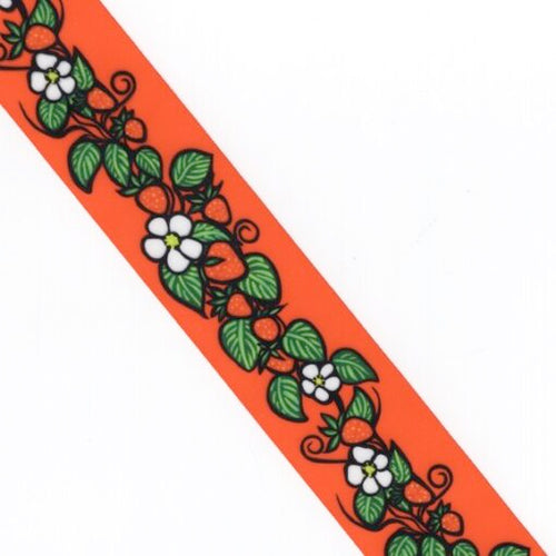 38mm - Single Face Strawberries Satin Ribbon - By Yard