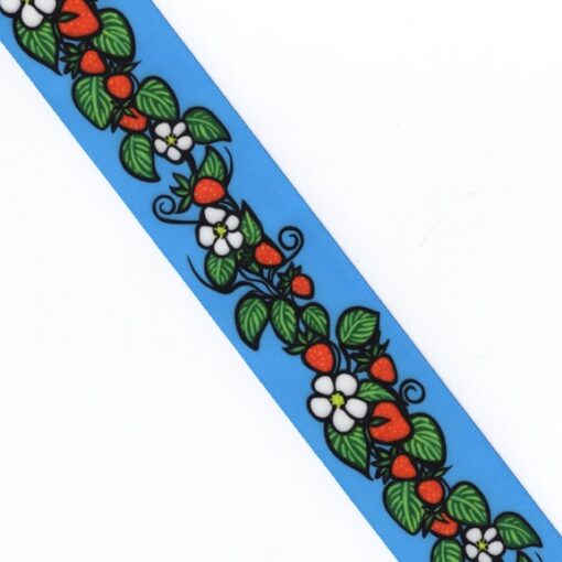 38mm - Single Face Strawberries Satin Ribbon - By Yard