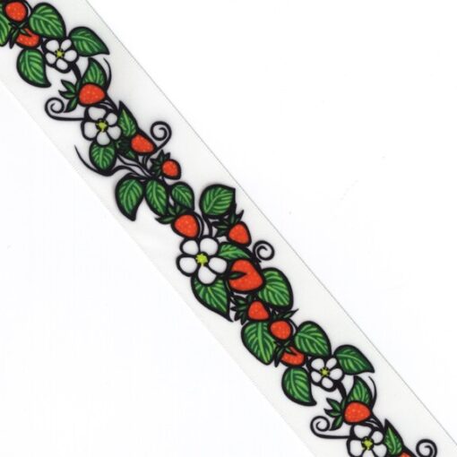 38mm - Single Face Strawberries Satin Ribbon - By Yard