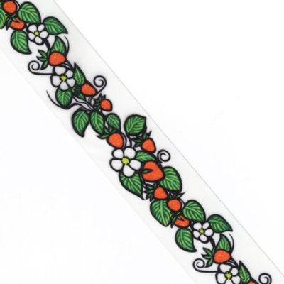 38mm - Single Face Strawberries Satin Ribbon - By Yard
