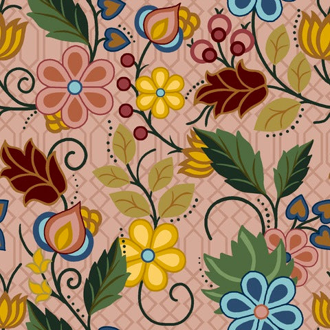 Native floral SG0004 - Dusty Pink 100% Cotton Designer