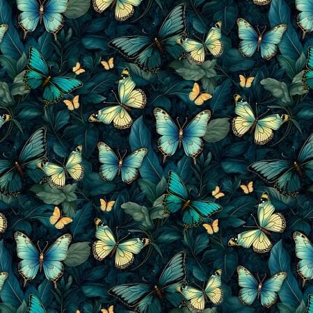 Papillons de minuit CD3689 - Noir Tissu 100% coton designer
