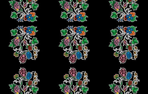 Family Blooms Stripe TM0002M - Black 100% Cotton Designer