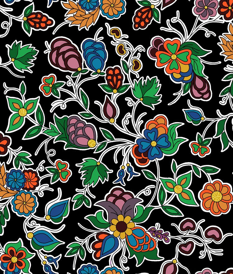 Family Blooms TM0003M - Black 100% Cotton Designer