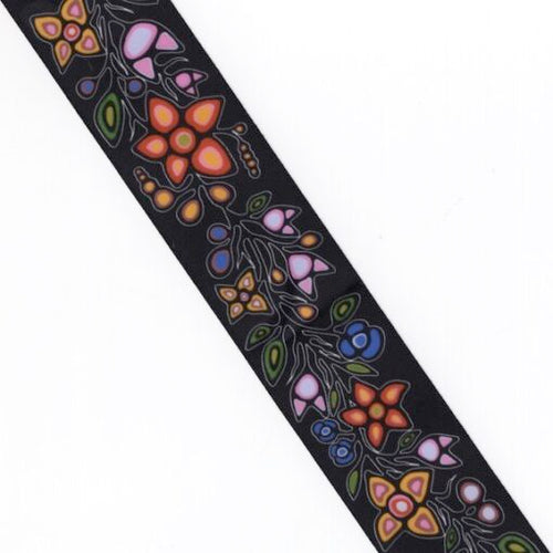 38mm - Single Face Ojibway Flowers 01 Satin Ribbon - By Yard