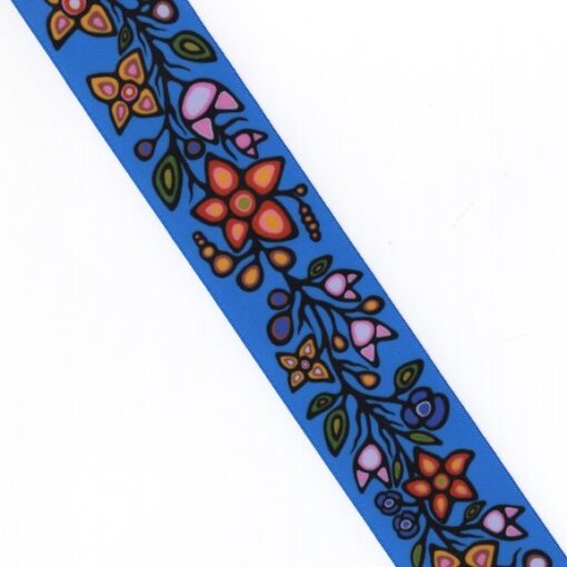 38mm - Single Face Ojibway Flowers 01 Satin Ribbon - By Yard