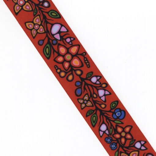 38mm - Single Face Ojibway Flowers 01 Satin Ribbon - By Yard