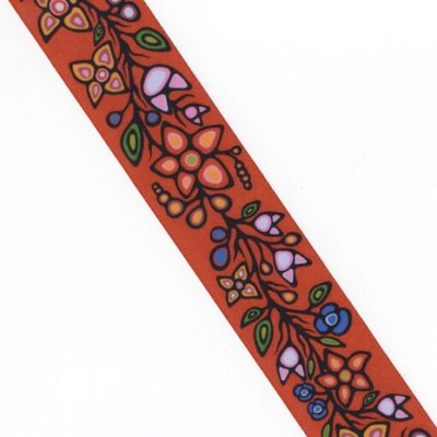 38mm - Single Face Ojibway Flowers 01 Satin Ribbon - By Yard