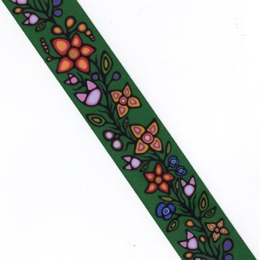 38mm - Single Face Ojibway Flowers 01 Satin Ribbon - By Yard