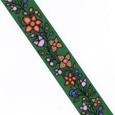 38mm - Single Face Ojibway Flowers 01 Satin Ribbon - By Yard