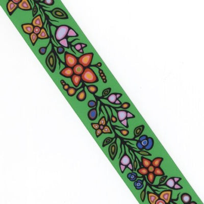 38mm - Single Face Ojibway Flowers 01 Satin Ribbon - By Yard