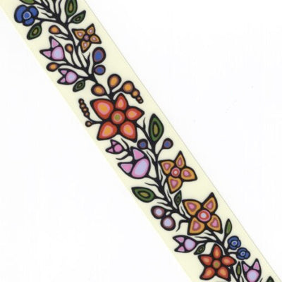 38mm - Single Face Ojibway Flowers 01 Satin Ribbon - By Yard