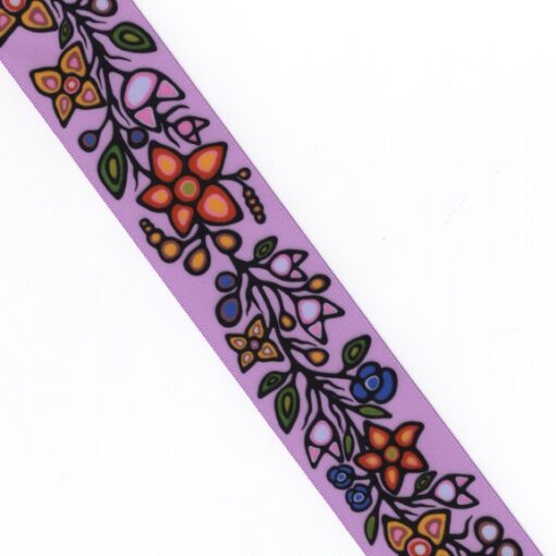 38mm - Single Face Ojibway Flowers 01 Satin Ribbon - By Yard