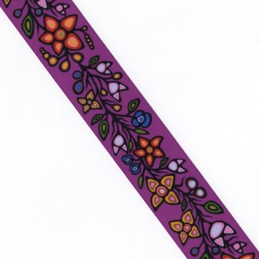 38mm - Single Face Ojibway Flowers 01 Satin Ribbon - By Yard