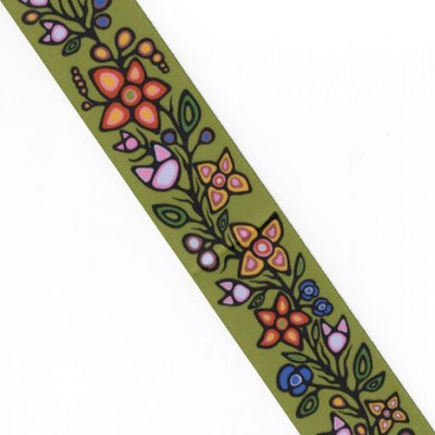 38mm - Single Face Ojibway Flowers 01 Satin Ribbon - By Yard