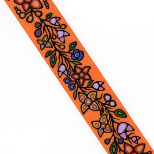 38mm - Single Face Ojibway Flowers 01 Satin Ribbon - By Yard