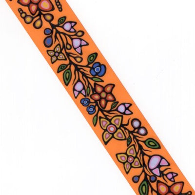 38mm - Single Face Ojibway Flowers 01 Satin Ribbon - By Yard