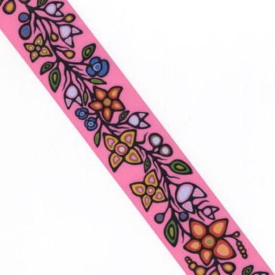 38mm - Single Face Ojibway Flowers 01 Satin Ribbon - By Yard