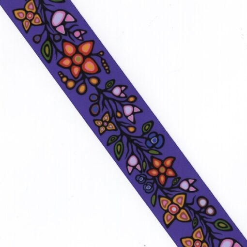 38mm - Single Face Ojibway Flowers 01 Satin Ribbon - By Yard