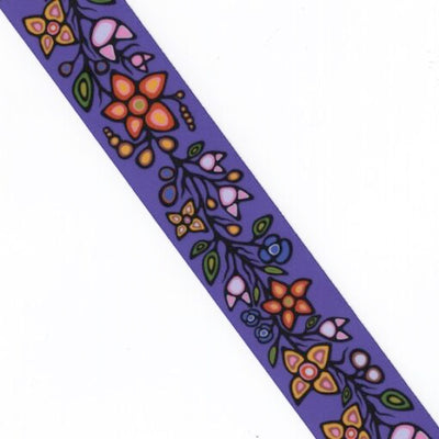 38mm - Single Face Ojibway Flowers 01 Satin Ribbon - By Yard