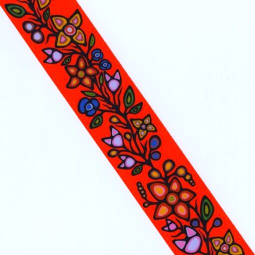 38mm - Single Face Ojibway Flowers 01 Satin Ribbon - By Yard