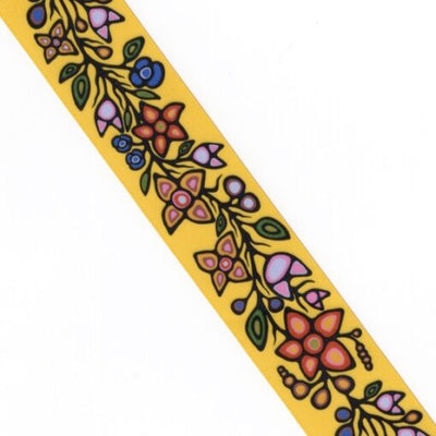38mm - Single Face Ojibway Flowers 01 Satin Ribbon - By Yard