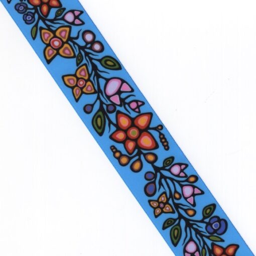 38mm - Single Face Ojibway Flowers 01 Satin Ribbon - By Yard
