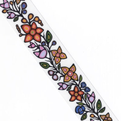 38mm - Single Face Ojibway Flowers 01 Satin Ribbon - By Yard