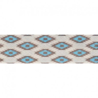 Fancy Pre-folded Bias Tape - Brown / Turq.