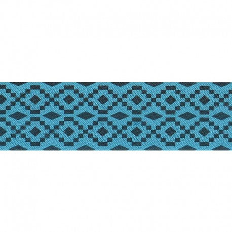 Fancy Pre-folded Bias Tape - Black / turquoise