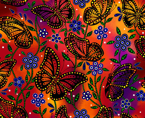 Butterflies BA0003 - Orange tissu 100% coton designer