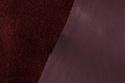 Cuir de vache aubergine · 2 - 2½ oz - ( 0,7 - 0,8 mm )