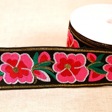 50mm - Jacquard ribbon flowers  - 14 · Black