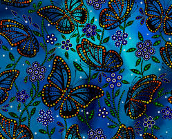 Butterflies BA0003 - Blue 100% Cotton Designer
