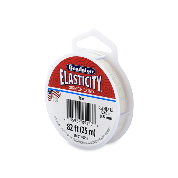 0,5 mm - .020 po · Fil élastique extensible · Transparent