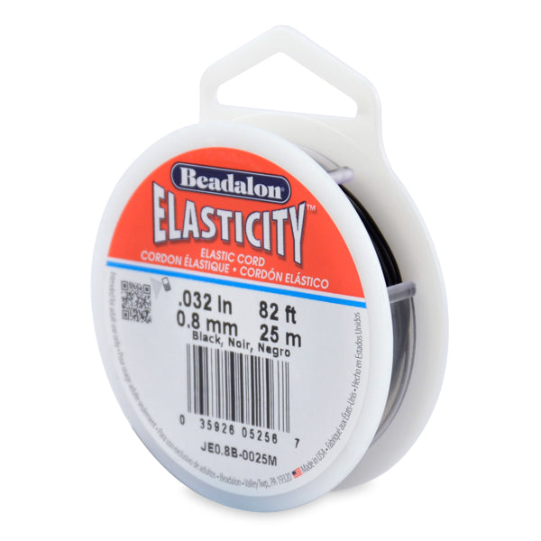 0,8 mm - .032 po - Fil élastique extensible · Noir