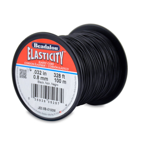 0,8 mm - .032 po - Fil élastique extensible · Noir