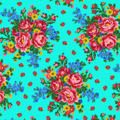 Kokum Scarf metallic M679 - Aqua 100% Cotton Designer